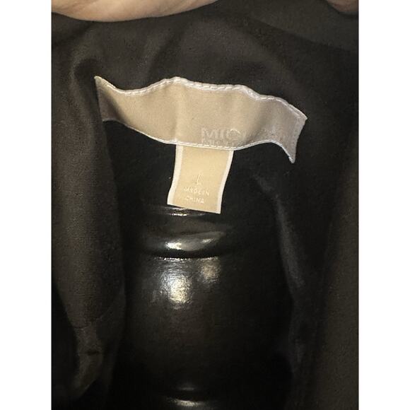 EUC Michael Kors Asymmetrical Belted Coat Black Size Large Gold Hardware Spring - Picture 6 of 11